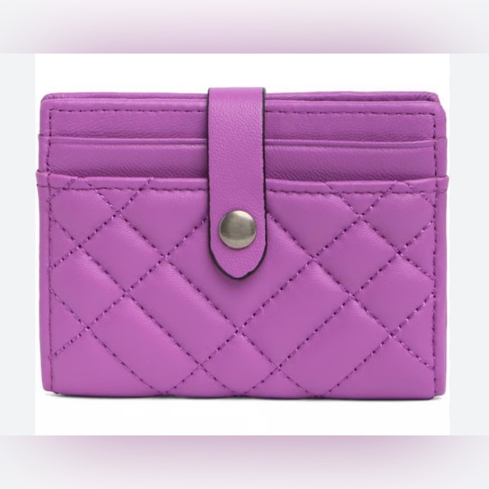Kurt Geiger London Leather Quilted Purple Card Holder